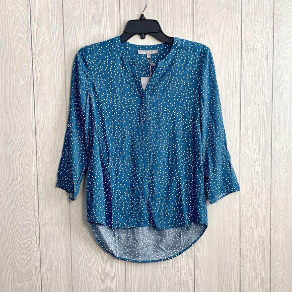 Daniel Rainn Blue Polka Dot 3/4 Sleeve Top Size PXS NWT - Picture 1 of 5